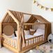 LILIMAUS Huisbed hemeltje met gouden details - bedhemel voor huisbed - 135 x 270 cm - mousseline coton - bruin