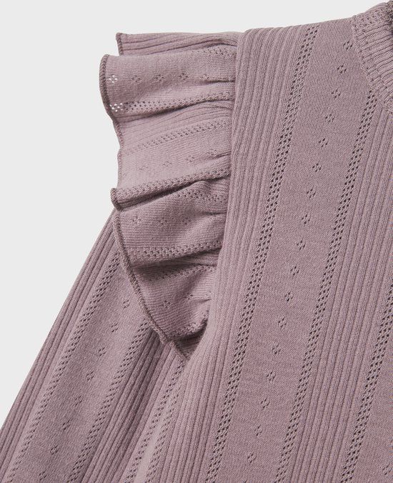 NAME IT NMFJULIA LS SLIM TOP NOOS Meisjes Blouse Lange Mouw Ronde Hals Katoen Rib Elderberry Maat 80