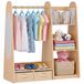 VEVOR Kinderkledingkast 98,5x40x106 cm, Kinderkledingkast met Spiegel, Kledingstang en Planken, Verkleedkast met 2 Stoffen Lades voor Meisjes, Kinderkledingkast voor Verkleedpartijen, Slaapkamer, Natuurlijk Hout