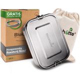 Blockhütte Lunch Box Adult 1200 ml Zilver – RVS Broodtrommel Lekvrij voor Kantoor – Duurzame Bento Box met Flexibele Vakjes, Vaatwasmachinebestendig en BPA-vrij