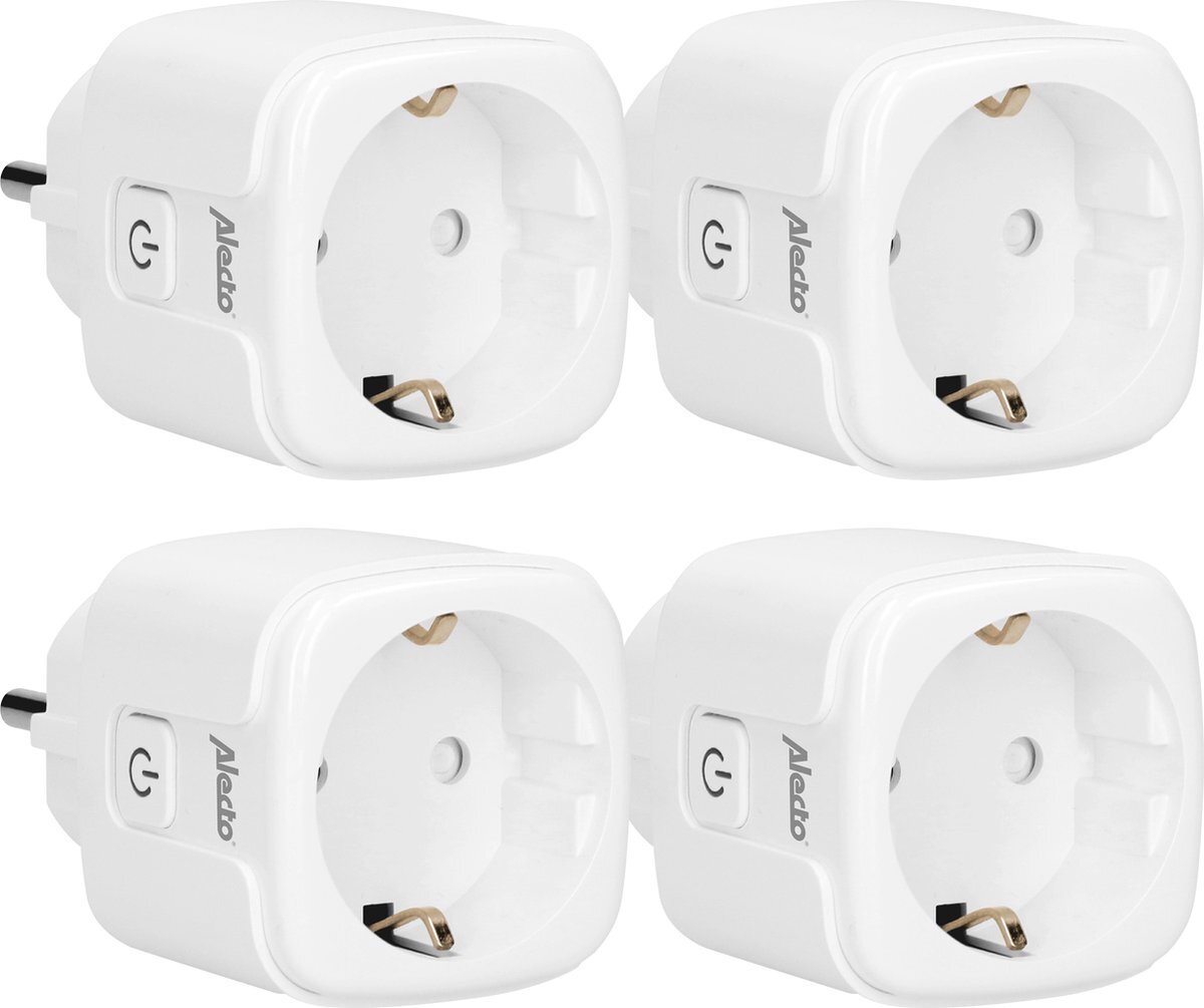 Alecto SMART-PLUG10 4-PACK - Smart wifi tussenstekker, 16A, 3680W, 4 pack, wit