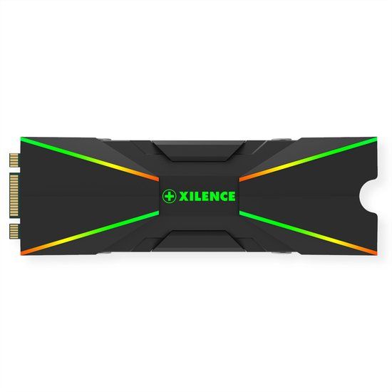 Xilence M2SSD.B.ARGB M.2 2280 SSD PCIe NVMe/SATA Koeler, 3PIN ARGB 5V, eenvoudige installatie, voorj gaming/streaming/rendering, passief, met ARGB LED-verlichting, zwart
