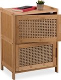 Merkloos Relaxdays Nachtkastje met 2 Rotan Deuren - Bamboe - 56 x 42 x 30 cm - Lichtbruin