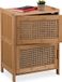 Merkloos Relaxdays Nachtkastje met 2 Rotan Deuren - Bamboe - 56 x 42 x 30 cm - Lichtbruin