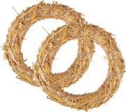 Rayher Decoratie krans van stro - 2 stuks - 40 cm - Beige - Hout