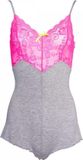 Leg Avenue Lounge Teddy - Grijs/Roze, Large