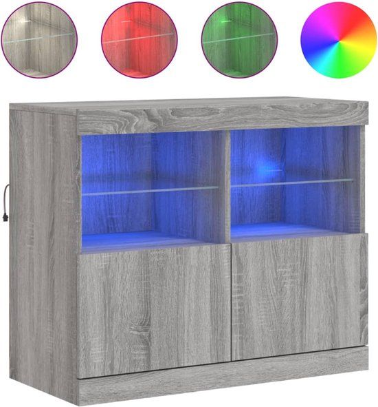 vidaXL Dressoir met LED-verlichting 81x37x67 cm grijs sonoma eiken