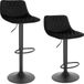 Tabouret de bar Deluxe Vittorino - Set de 2 - Noir - Velours - Réglable en hauteur