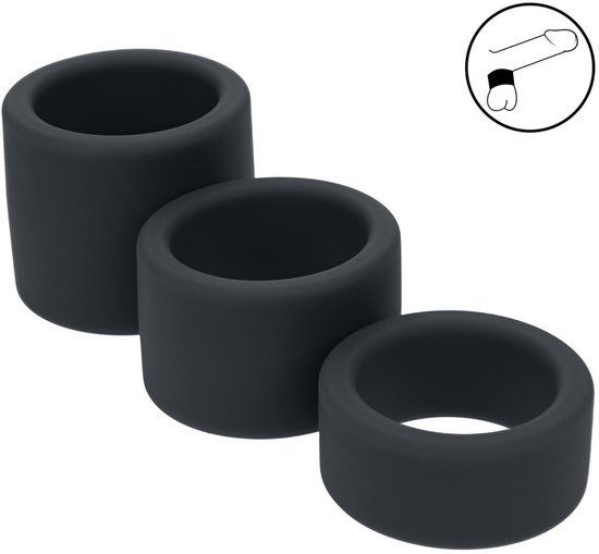 Levelz Shots BV Liquid Silicone Ball Strap Set of 3 - S/M/L - Black