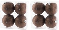Cosy&Trendy Billiet - Vanlaere 8x stuks kunststof glitter kerstballen donkerbruin 10 cm