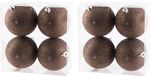 Cosy&Trendy Billiet - Vanlaere 8x stuks kunststof glitter kerstballen donkerbruin 10 cm