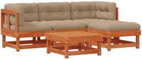 vidaXL Hoek loungeset, 5-zits, Wasbruin grenenhout, Massief grenenhout