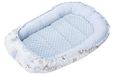 Medi Partners Babynest Knuffelnest 100% Katoen Nest Reis Bed voor baby's 100x60x15cm Uitneembaar inzetstuk (Hert en Egel met lichtblauwe Minky)