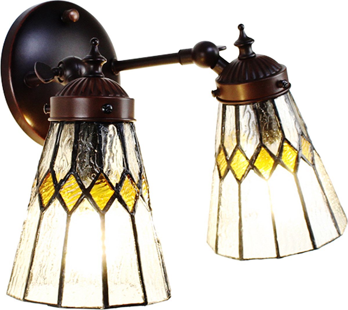 Lumilamp Wandlamp Tiffany 30*23*23 cm E14/max 2*40W | Transparant | 5LL-6210 | Clayre & Eef