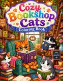 Cozy Bookshop Cats Coloring Book