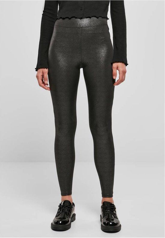 Urban Classics High Waist Glamour Legging - Sparkling Black - Women's L