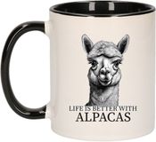 Bellatio Decorations Mok Alpaca Zwart Keramiek 300 ml