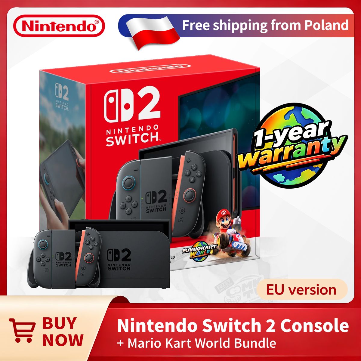 Nintendo Switch 2 + Mario Kart World Bundle Game Console 7,9-inch LCD NS2 Handheld Game Console 1080P Magnetisch Ontwerp NS2 Nintendo Switch
