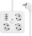 SURIGHT 3-voudige stekkerdoos met 7-in-1 schakelaar - Stopcontact uitbreidingen - 3 stopcontacten - 2 USB en 2 USB-C poorten