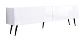 Meuble TV: Blanc mat / blanc brillant, pieds noirs, 170 x 52 x 32 cm