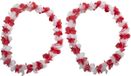 Funny Fashion Hawaii guirlande - Set van 10x stuks - kunststof - Rouge et Blanc - guirlandes de fleurs - autour du cou - fête