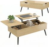 Homcom Salontafel - Spaanplaat, Metaal - 100 x 50 x 58 cm - Natuurlijk Hout