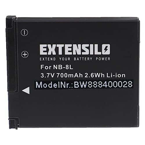 EXTENSILO Vervangende accu voor Canon NB-8L voor spiegelreflexcamera (700 mAh, 3,7 V, Li-Ion)