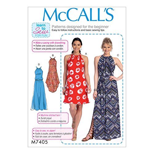 Mccall's Patronen 7405 Y - Misses Jurken en Riem - Maten XSM-MED - Tissue - Multi-Colour
