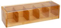 5Five Theedoos lichtbruin met deksel - 5-vaks - Bamboe hout - 36 x 11 x 10 cm
