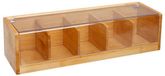 5Five Theedoos lichtbruin met deksel - 5-vaks - Bamboe hout - 36 x 11 x 10 cm