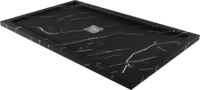 Linie Lido douchebak 140 x 90 cm composietmarmer zwarte marmerlook leisteenstructuur