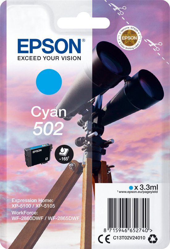 Epson 502 Inktcartridge Cyaan (Origineel)
