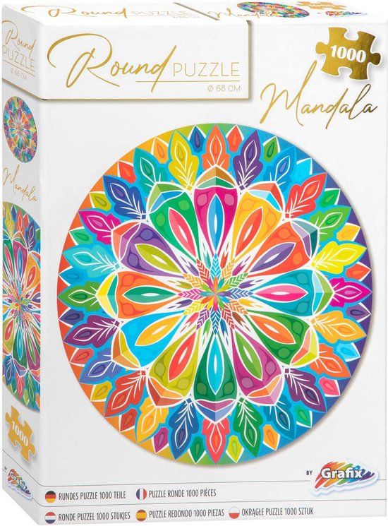 Grafix Mandala Ronde Puzzel 1000 stukjes - Diameter 68 CM - Legpuzzel voor Volwassenen en Kinderen vanaf 12 Jaar