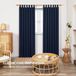 Non-branded Opaque blackout curtains with loops, set of 2, dark blue, 140x290 cm