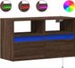 vidaXL meuble TV mural avec éclairage LED, marron, aspect chêne, 80x31x45 cm