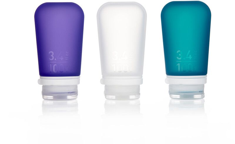 humangear GoToob 100ml verpakking van 3, transparent/violett/turquoise