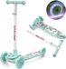 Meteor Funny Vélo d'apprentissage – Roues LED lumineuses colorées, hauteur réglable, vert menthe