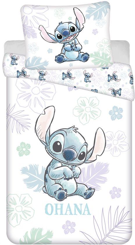 4KidsOnly Jerry Fabrics Lilo en Stitch dekbedovertrek Ohana White 140 x 200 cm - 70 x 90 cm - katoen