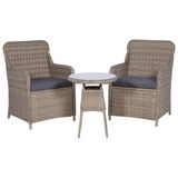 VidaXL Bistroset van 3 delen met kussens, poly rotan, bruin
