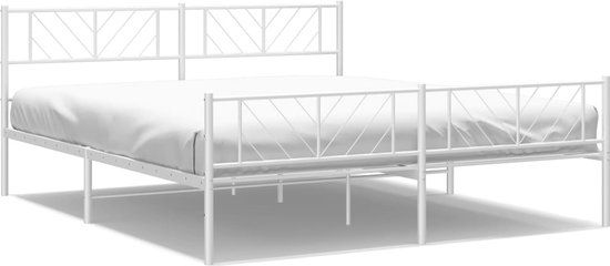 vidaXL Bedframe met Hoofd- en Voeteneinde Metaal Wit 183x213 cm
