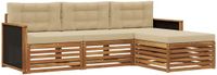 vidaXL - Buiten - bank - set - 4 - st - Natuurlijk - en - Beige - Polyester