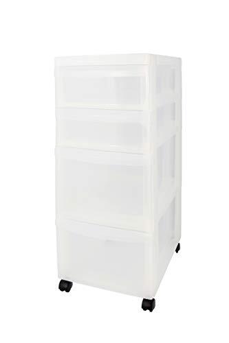 IRIScan Ohyama, Opbergkist, toren, 2 x 15 L + 2 x 7 L laden, met wielen, ergonomische handgrepen, kantoor, badkamer, woonkamer - Design Chest DC-322 - Wit