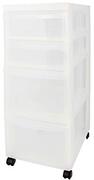 IRIScan Ohyama, Opbergkist, toren, 2 x 15 L + 2 x 7 L laden, met wielen, ergonomische handgrepen, kantoor, badkamer, woonkamer - Design Chest DC-322 - Wit