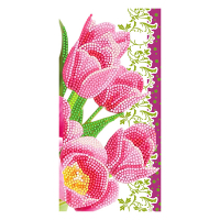 Diversen Crystal Art diamond painting kaart Pink Tulips 11 x 22 cm