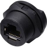 TRU COMPONENTS TC-E13T-FR6-PPF RJ45-bus voor montage aan de achterkant op printplaten IP67 (met schroefdraad) TC-13543664 Aantal polen (sensoren) 8 Zwart 1