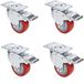 Voluker Set van 4 zwenkwielen met rem, 75 mm, wielen voor meubels, wielen, 400 kg, rood