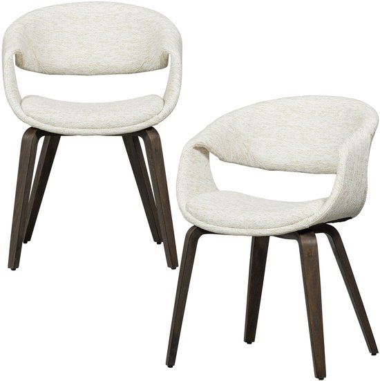 WOOOD Yossi Eetkamerstoelen Houten Bruine Poot - Naturel - Set van 2