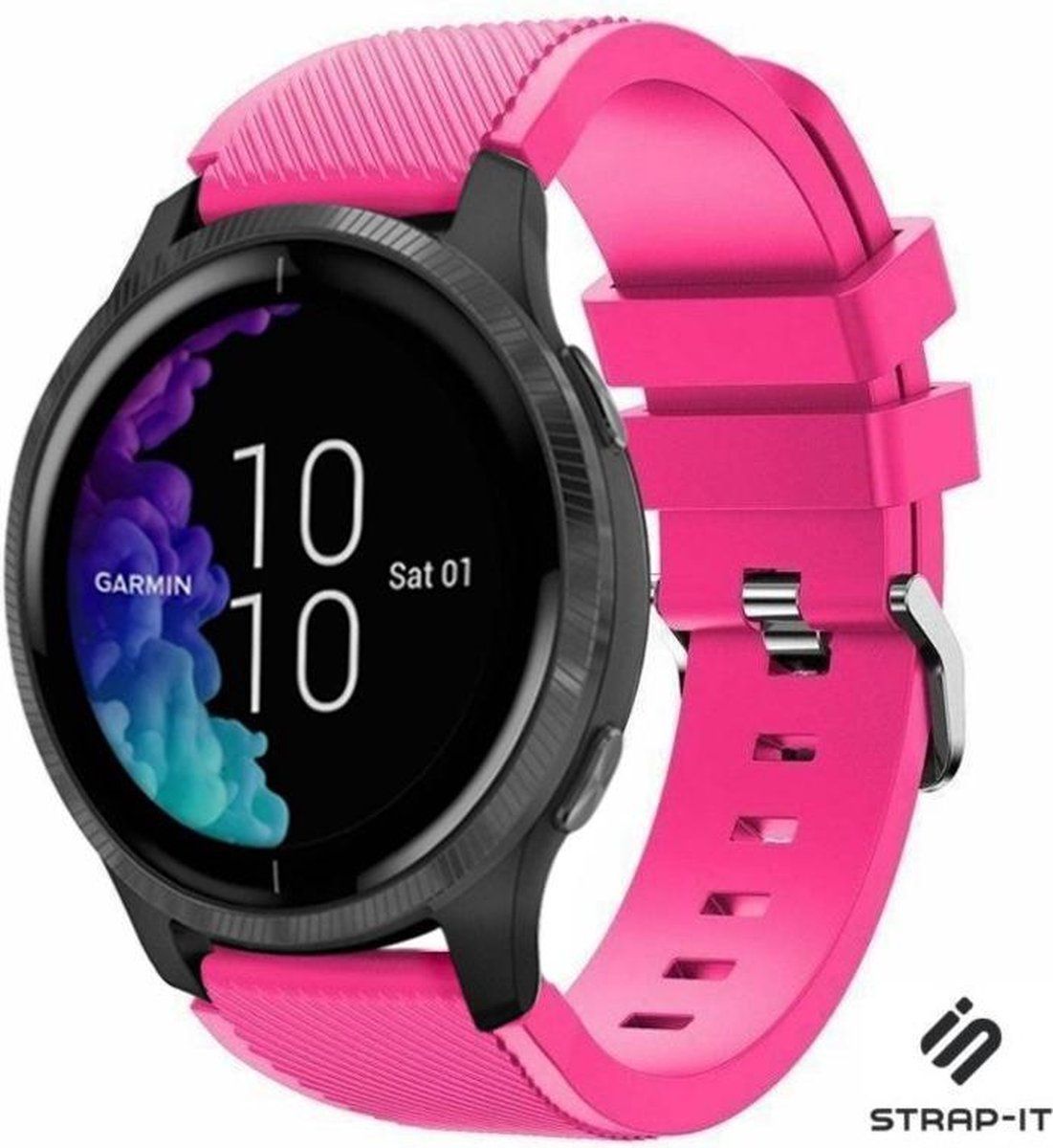 Strap-it Garmin Venu siliconen bandje - knalroze