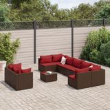 Prolenta Maison Exclusive - Ensemble de salon de jardin 10 pièces avec coussins, polyrotin marron