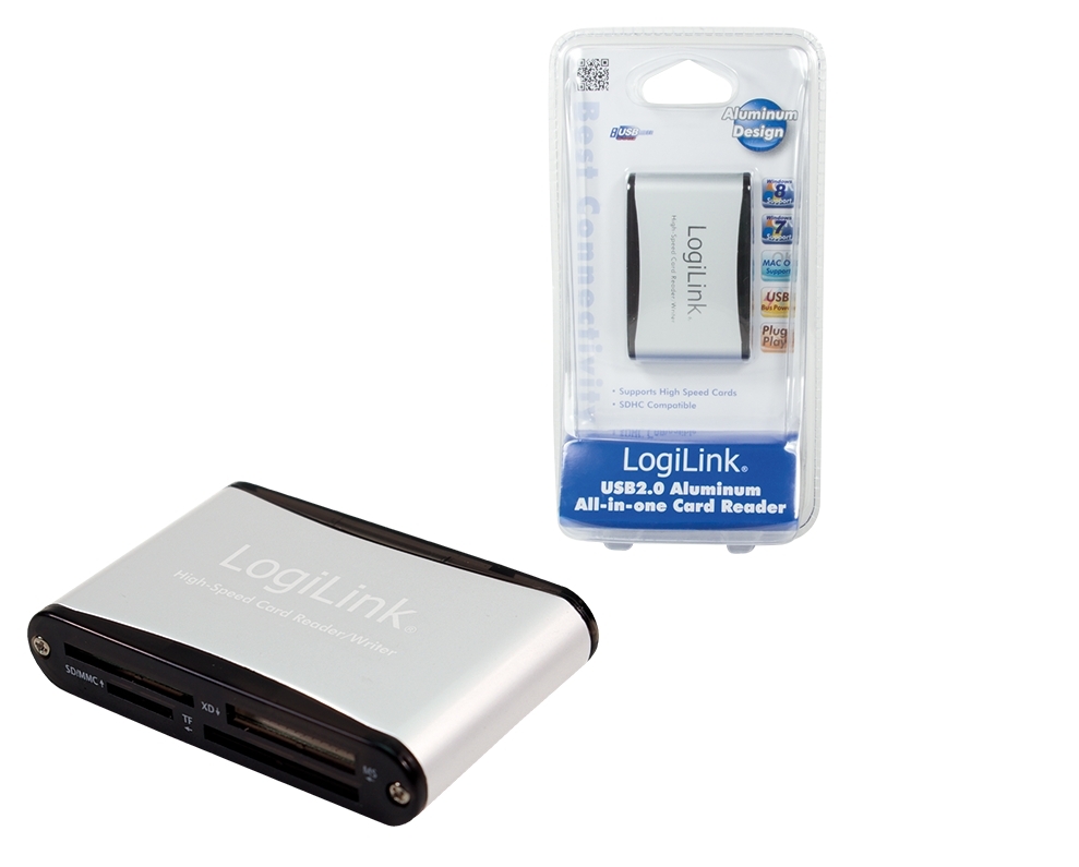 LogiLink Cardreader USB 2.0 external Alu